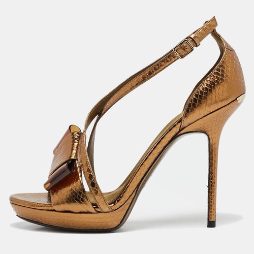Snakeskin Embossed Leather Berkeley Bow Sandals Size 37 - Burberry - Modalova