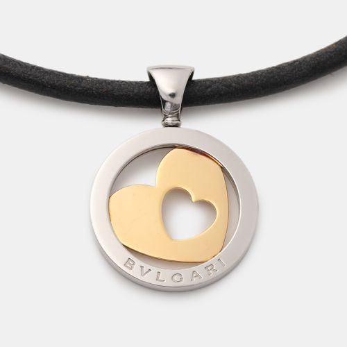 Tondo Heart 18k Gold & Stainless Steel Pendant Leather Cord Necklace - Bvlgari - Modalova