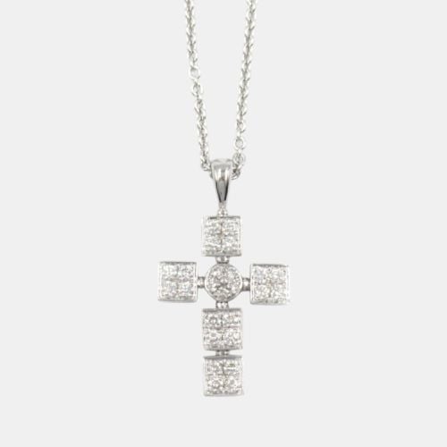 Lucia Latin Cross Necklace 18k Gold Diamond Clear Metal - Bvlgari - Modalova