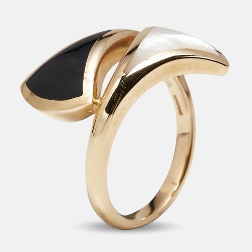 Bulgari Divas Dream Mother Of Pearl Onyx 18k Rose Ring Size 53 - Bvlgari - Modalova
