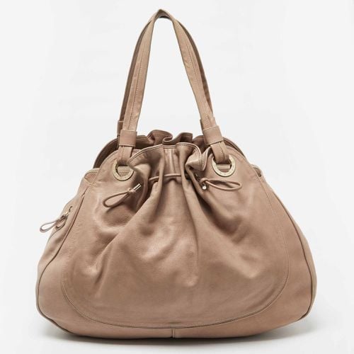 Bvlgari Beige Leather Ruched Hobo - Bvlgari - Modalova