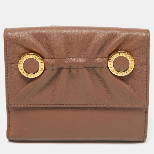 Leather Logo Flap Compact Wallet - Bvlgari - Modalova