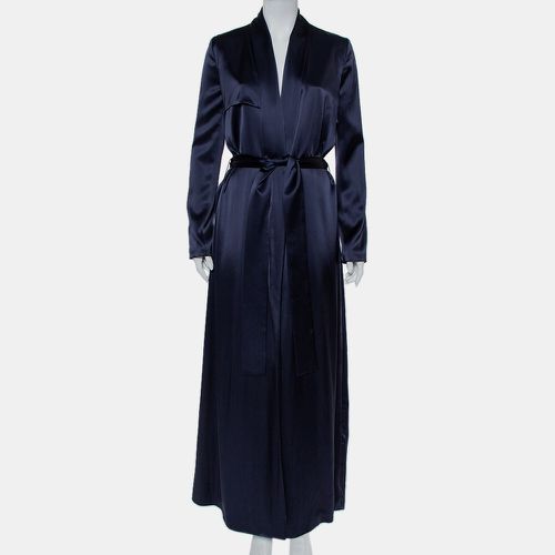 Midnight Blue Satin Belted Trench Coat S - Galvan London - Modalova