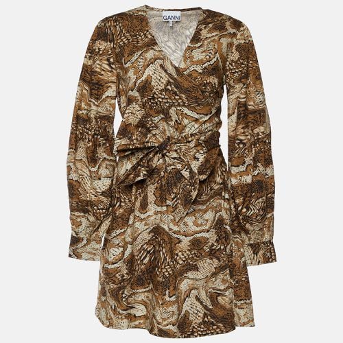 Abstract Print Poplin Wrap Dress S - Ganni - Modalova