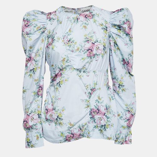 Floral Print Puff Sleeve Top M - Ganni - Modalova