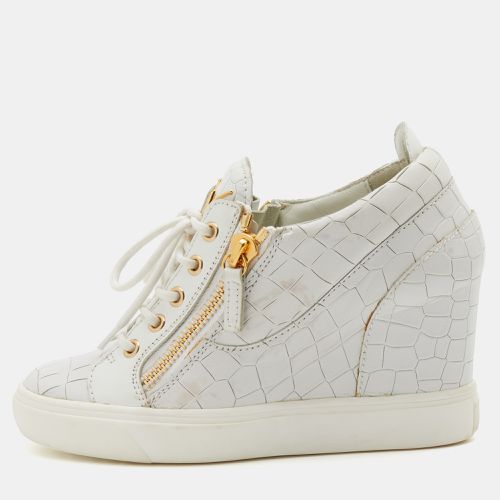 Croc Embossed Leather Wedge Sneakers Size 37.5 - Giuseppe Zanotti - Modalova