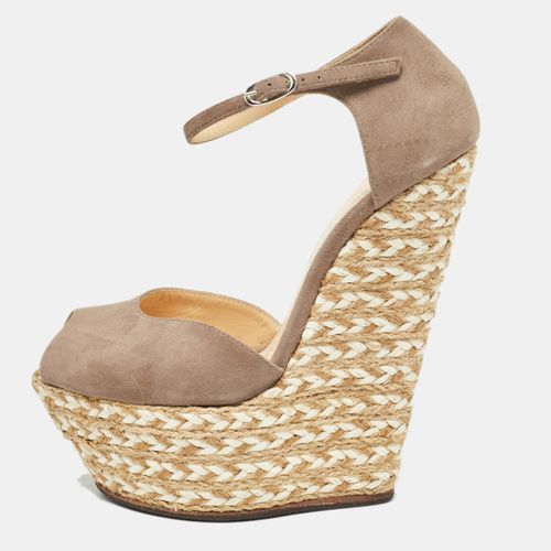 Suede Wedges Peep Toe Espadrille Size 36 - Giuseppe Zanotti - Modalova