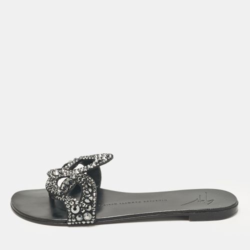 Suede Crystal Embellished Flat Slides Size 37 - Giuseppe Zanotti - Modalova