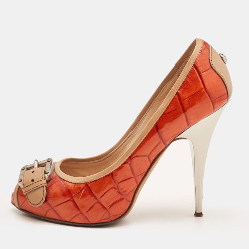 Embossed Croc Buckle Detail Peep Toe Pumps Size 37 - Giuseppe Zanotti - Modalova