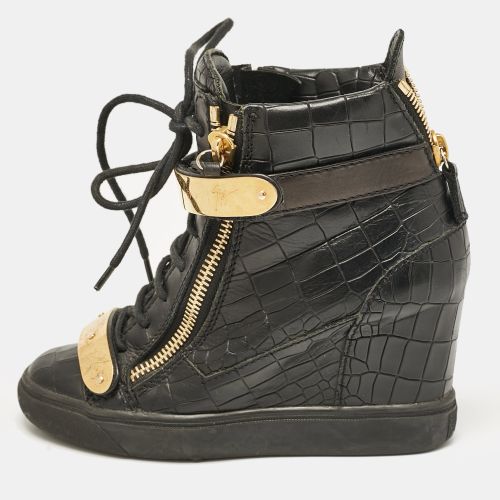 Croc Embossed Leather Lorenze Wedge Sneakers Size 37 - Giuseppe Zanotti - Modalova