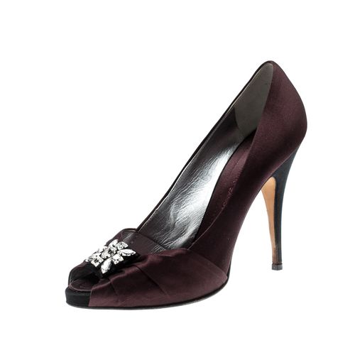 Satin Embellished Peep Toe Pumps Size 40 - Giuseppe Zanotti - Modalova