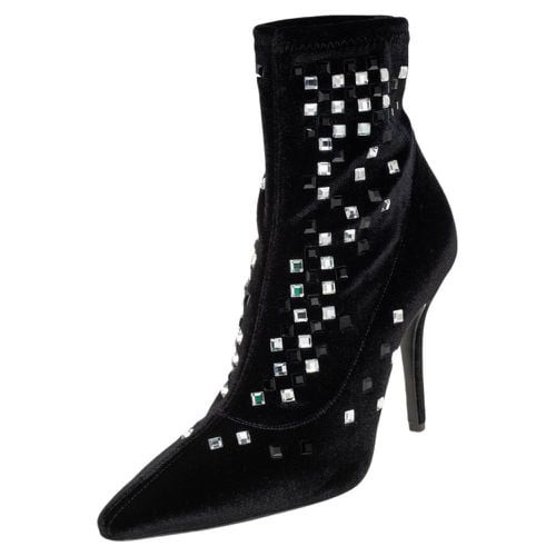 Velvet Crystal Embellished Ankle Boots Size 36 - Giuseppe Zanotti - Modalova