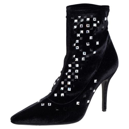 Velvet Crystal Embellished Ankle Boots Size 39 - Giuseppe Zanotti - Modalova