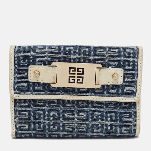 Cream Monogram Canvas and Leather Metal Flap Compact Wallet - Givenchy - Modalova