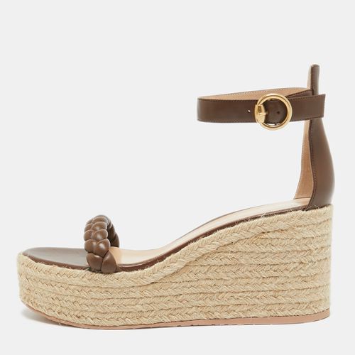 Braided Leather Merida Espadrille Wedge Sandals Size 40.5 - Gianvito Rossi - Modalova