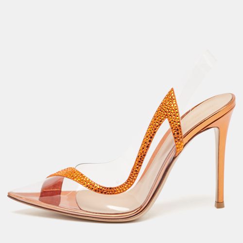 Orange PVC and Suede Embellished Hortensia Pumps Size 39 - Gianvito Rossi - Modalova