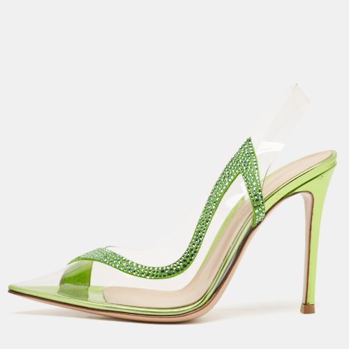 Green PVC and Suede Embellished Hortensia Pumps Size 37 - Gianvito Rossi - Modalova