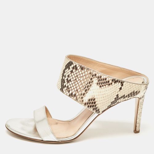 Python and Leather Open Toe Slide Sandals Size 37 - Gianvito Rossi - Modalova