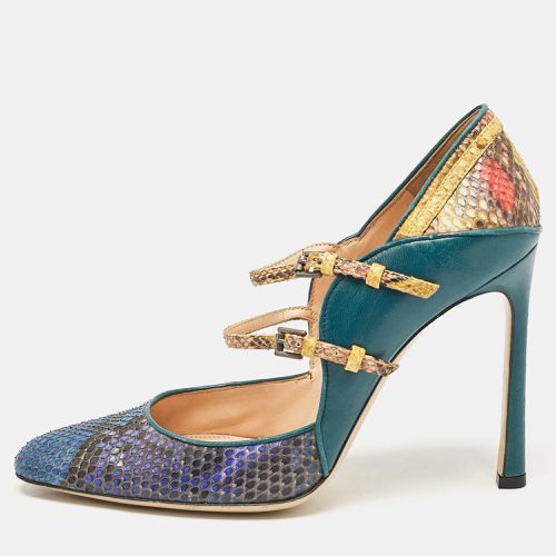 Yellow Leather and Python Leather Pointed Toe Pumps Size 39 - Gianvito Rossi - Modalova