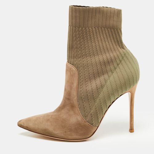 Two Tone Knit Fabric and Suede Katie Ankle Booties Size 40.5 - Gianvito Rossi - Modalova