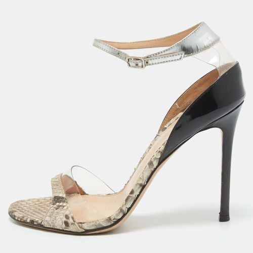 Tricolor Patent Leather, Python and PVC Ankle Strap Sandals Size 38 - Gianvito Rossi - Modalova