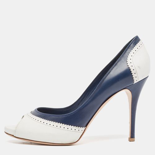 Blue Leather Peep Toe Pumps Size 38 - Gianvito Rossi - Modalova