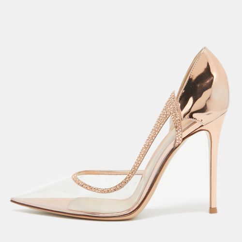 Rose Gold Leather and PVC Plexi D'orsay Pumps Size 40 - Gianvito Rossi - Modalova