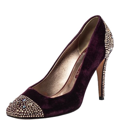 Velvet Crystal Embellishment Platform Pumps Size 40.5 - Gina - Modalova