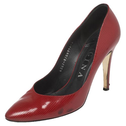 Glossy Lizard Embossed Leather Pointed Toe Pumps Size 38 - Gina - Modalova