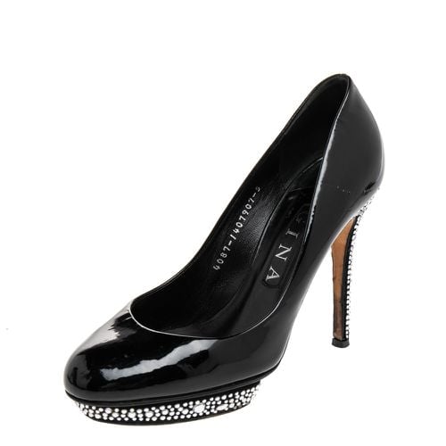 Patent Leather Crystal Embellished Pumps Size 38 - Gina - Modalova