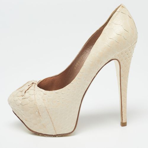 Python Embossed Leather Elle Platform Pumps Size 37.5 - Gina - Modalova