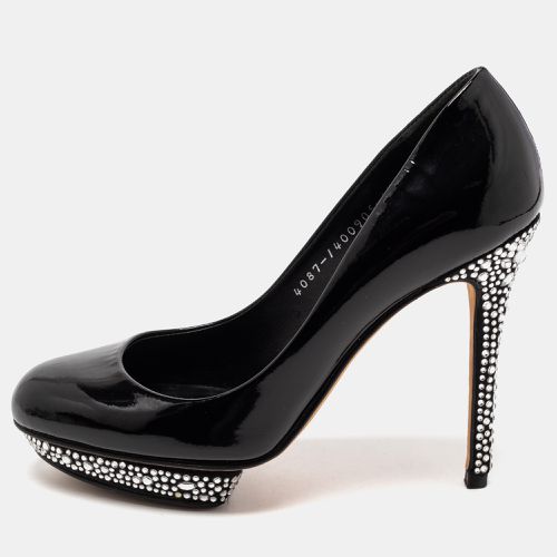 Patent Leather Crystal Embellished Heel Platform Pumps Size 37.5 - Gina - Modalova