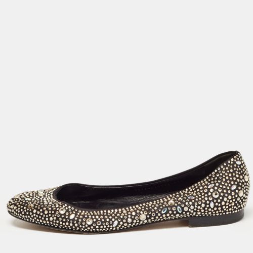 Metallic Crystal Embellished Satin Ballet Flats Size 40.5 - Gina - Modalova