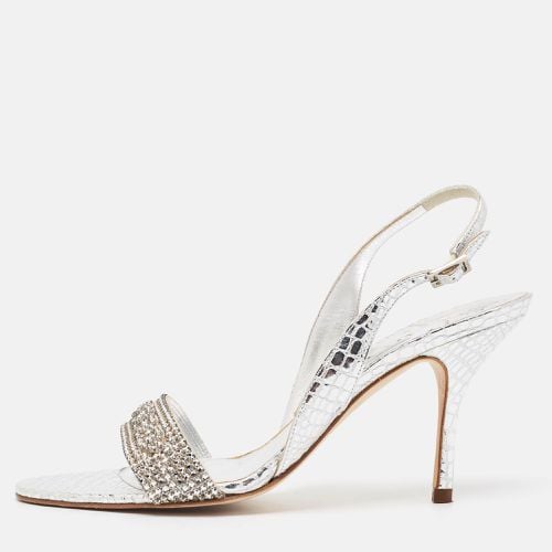 Python Embossed Leather Slingback Sandals Size 39 - Gina - Modalova