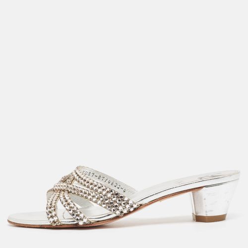 Leather Crystal Embellished Gabriella Slide Sandals Size 37 - Gina - Modalova