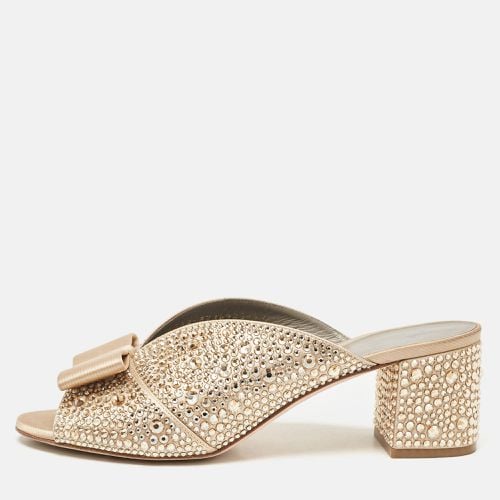 Satin Crystal Embellished Bourdin Mules Size 40 - Gina - Modalova