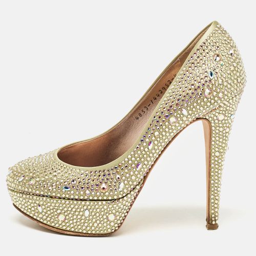 Satin Crystal Embellished Platform Pumps Size 37 - Gina - Modalova