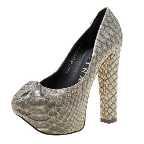 Python Leather Claire Hoodie Platform Pumps Size 36.5 - Gina - Modalova