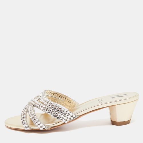 Leather Crystal Embellished Gabriella Slide Sandals Size 36.5 - Gina - Modalova