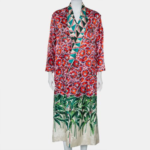 Printed Silk Open Front Coat L - Gucci - Modalova