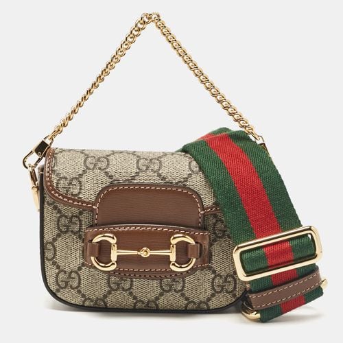 Brown GG Supreme Canvas and Leather Horsebit 1955 Wallet Crossbody Bag - Gucci - Modalova