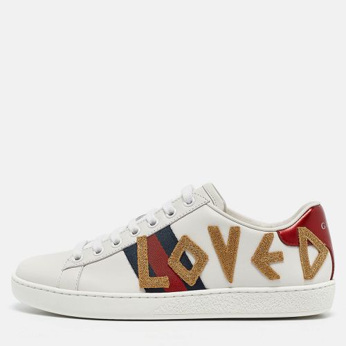 Leather Ace Loved Lace Up Sneakers Size 36 - Gucci - Modalova