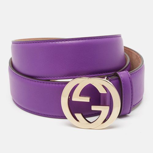 Leather Interlocking G Buckle Belt 90CM - Gucci - Modalova