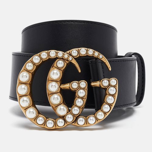 Leather GG Marmont Pearl Embellished Buckle Belt 100CM - Gucci - Modalova