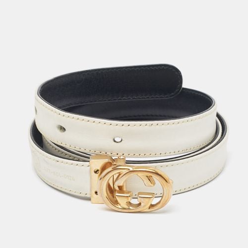 Black Leather Vintage Interlocking G Buckle Belt 90 CM - Gucci - Modalova