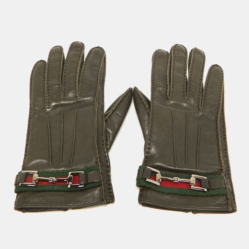 Leather Web Horsebit Gloves Size 7 - Gucci - Modalova