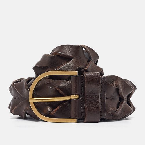 Braided Leather Buckle Belt 90 CM - Gucci - Modalova