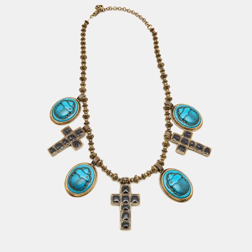 Aged Scarab and Cross Charms Tone Necklace - Gucci - Modalova