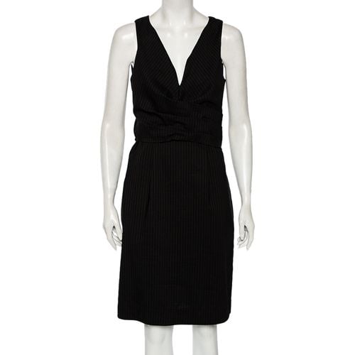 Striped Wool & Linen V-Neck Belted Dress M - Gucci - Modalova