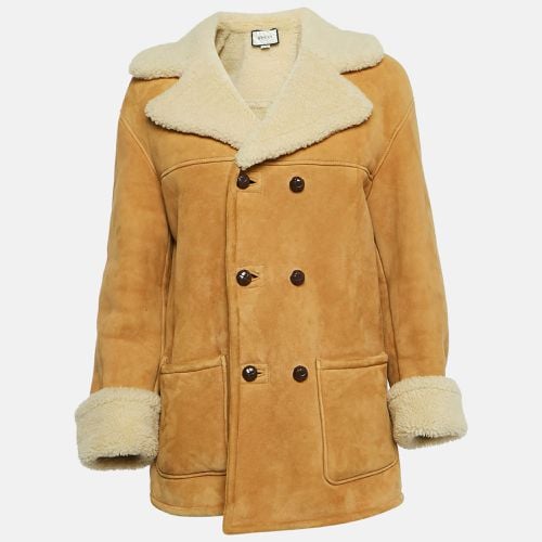 Fur and Leather Buttoned Coat S - Gucci - Modalova